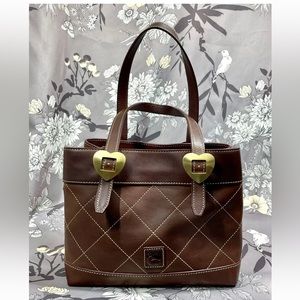 DOONEY & BOURKE QUILTED FLORENTINE LEATHER SHOULDER HANDBAG HEARTS CHESTNUT 🥰